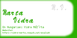 marta vidra business card